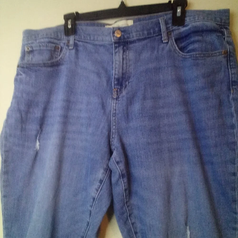 Gap Jeans Women 34 Best Girlfriend Distressed Ankle Cropped Blue